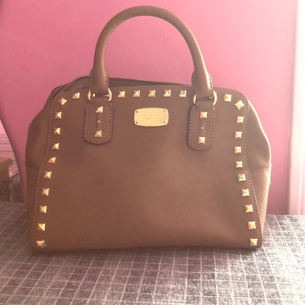 Michael Kors Saffiano Studded Satchel - Small